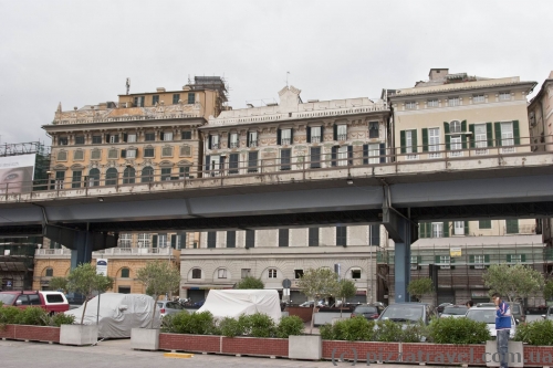 Automobile overpass on the seafront of Genoa