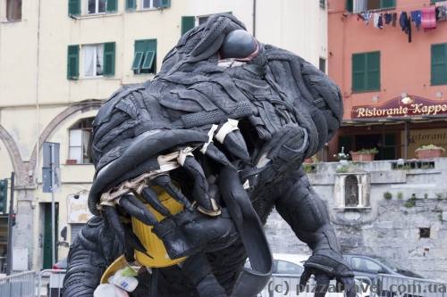 Unusual sculpture on the waterfront in Genoa