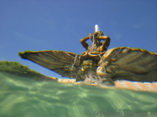 View of the Triton Fountain from under the water
