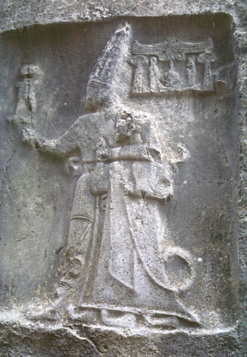 Rock carving in Chamber B depicting god Sharruma and King Tudhaliya dated to around 1250 - 1220 BC