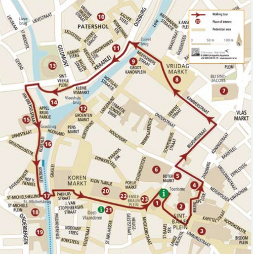 Tourist route in Ghent