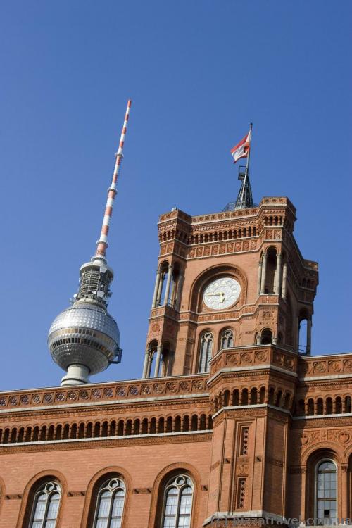 Red City Hall and the Berlin TV tower